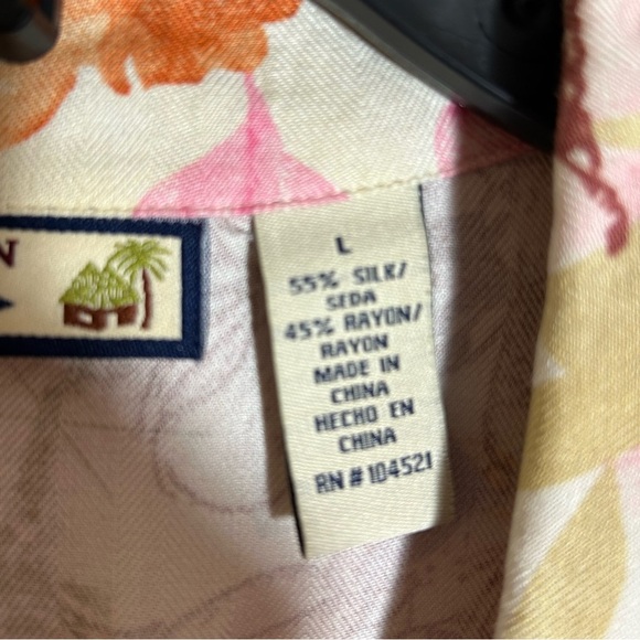 Caribbean Joe Silk Blend Floral Button Tropical Top Soft Womens L SLIM FIT - Picture 4 of 11